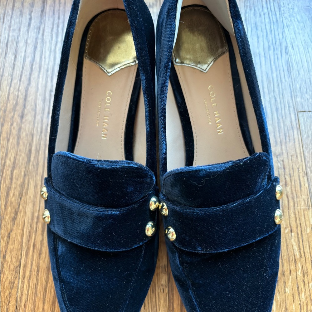 Cole Haan Blue Flats with Gold Accents